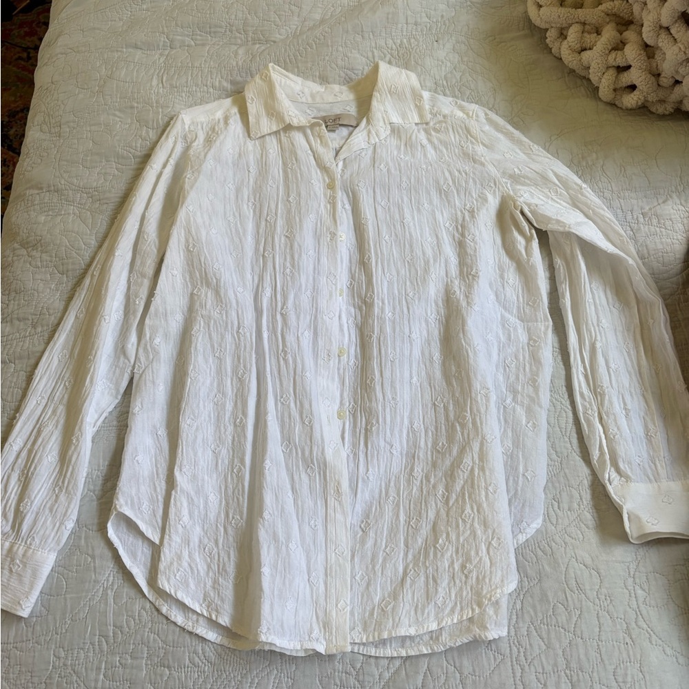 LOFT Cream Textured Blouse
